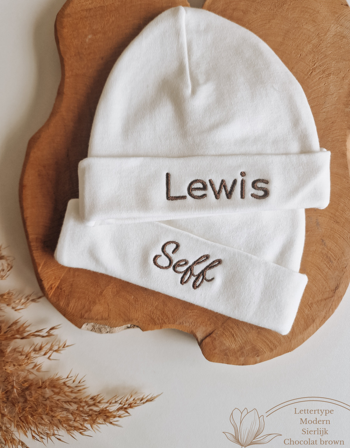 Baby hat with name | Cream