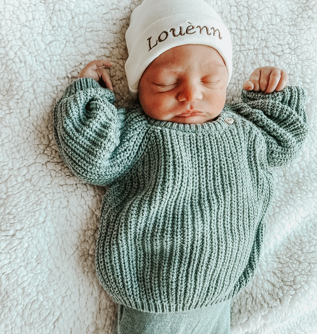 Baby hat with name | Cream