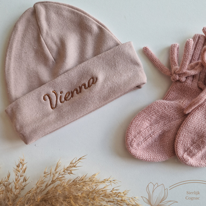Baby hat with name | Powder pink