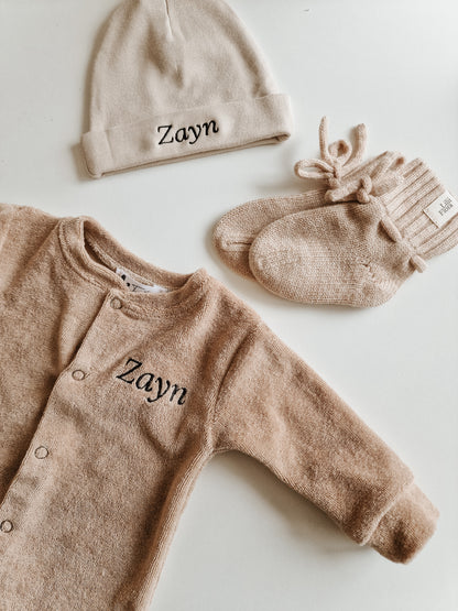 Playsuit with name terry cloth | Sand