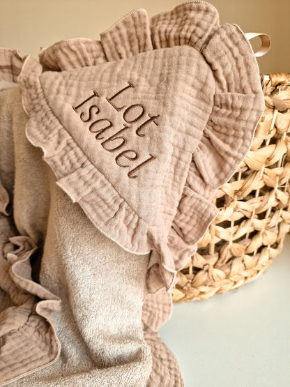 Badcape baby omslagdoek met naam | Ruffle Sandy beach bamboo
