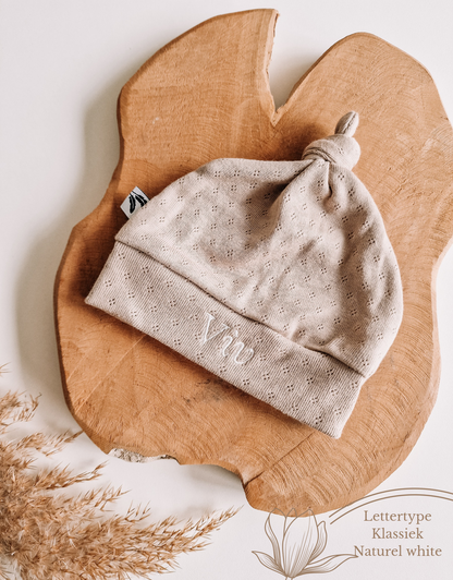Baby Knot Hat | Pointelle dark beige