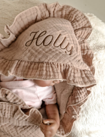 Badcape baby omslagdoek met naam | Ruffle Sandy beach bamboo