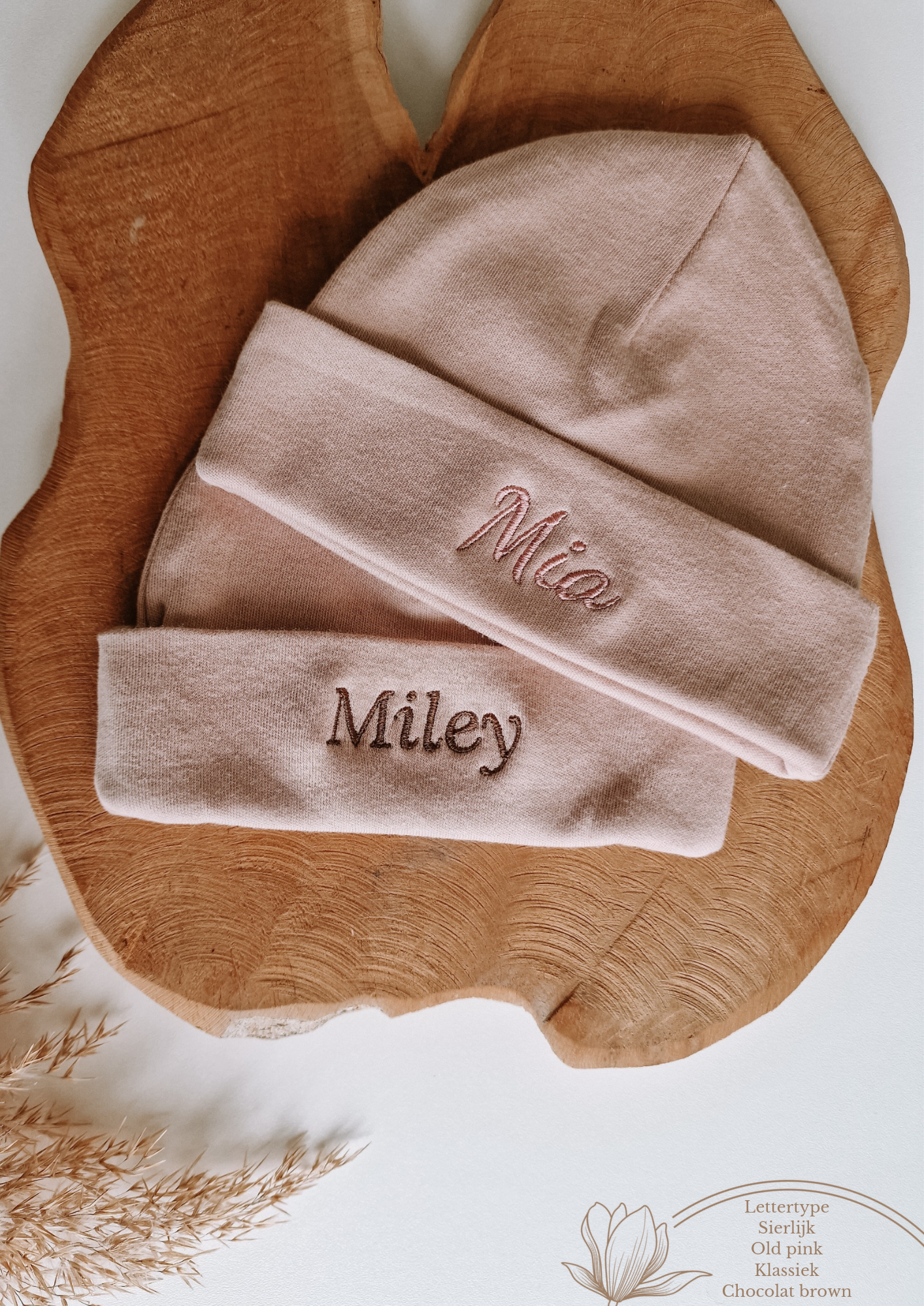 Baby hat with name | Powder pink