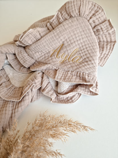 Badcape baby omslagdoek met naam | Ruffle Sandy beach bamboo