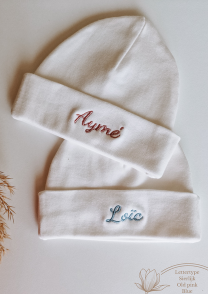 Baby hat with name | Cream