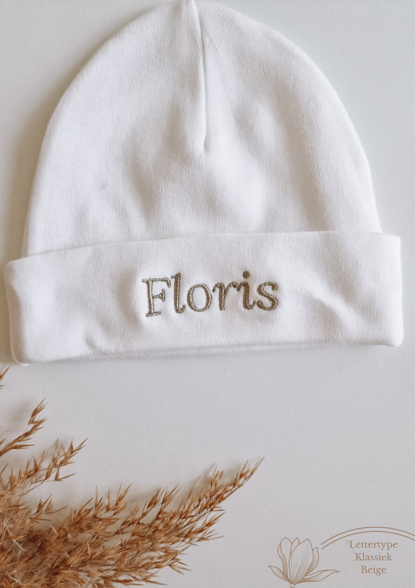 Baby hat with name | Cream