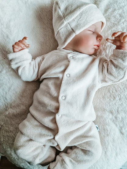 Baby knoopmuts met Naam | Teddy Katoen naturel