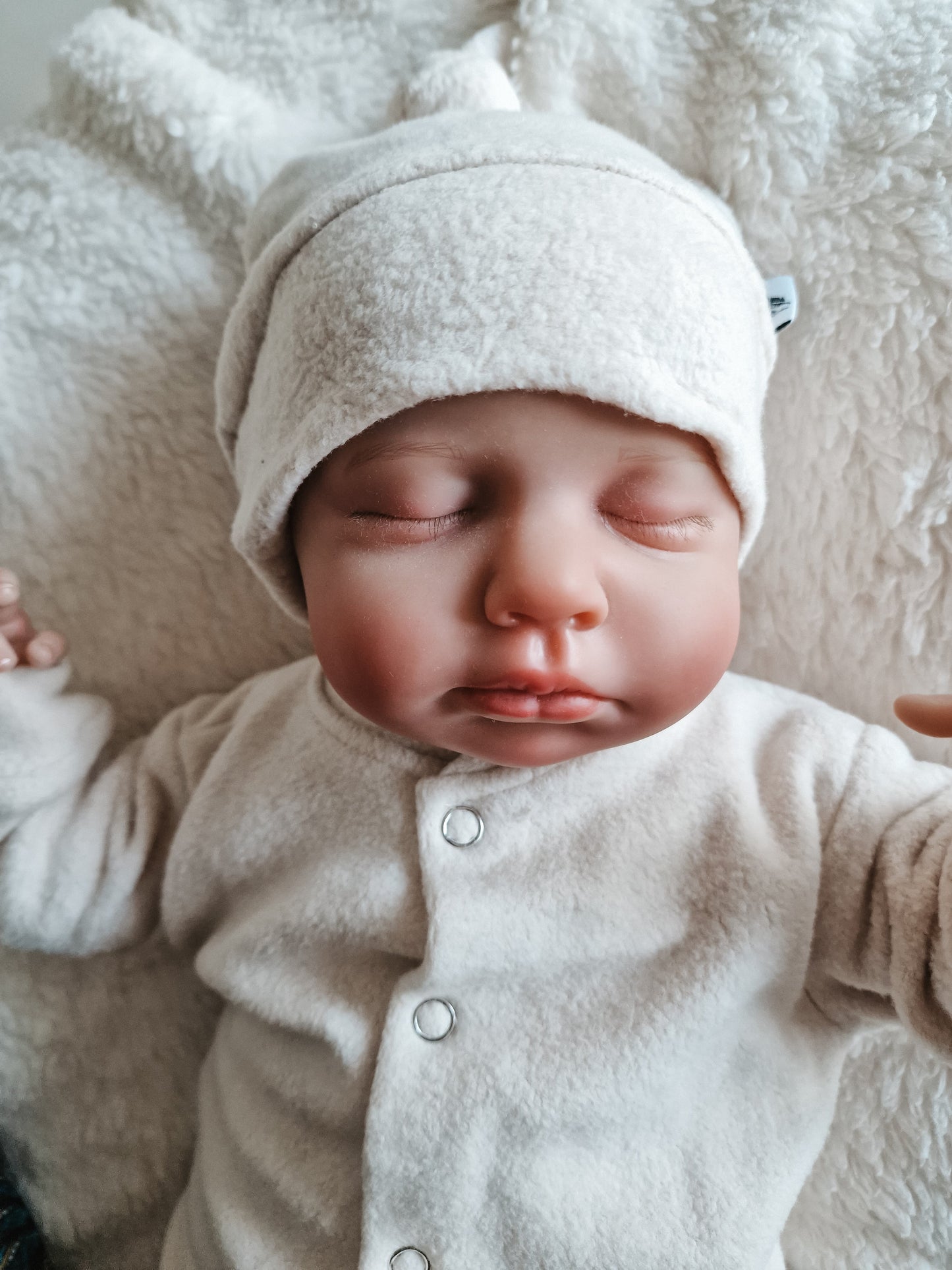 Baby knoopmuts met Naam | Teddy Katoen naturel