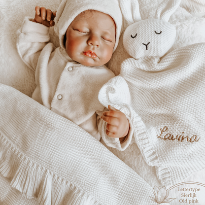 Cuddle cloth rabbit with name | Knitted organic | Ecru