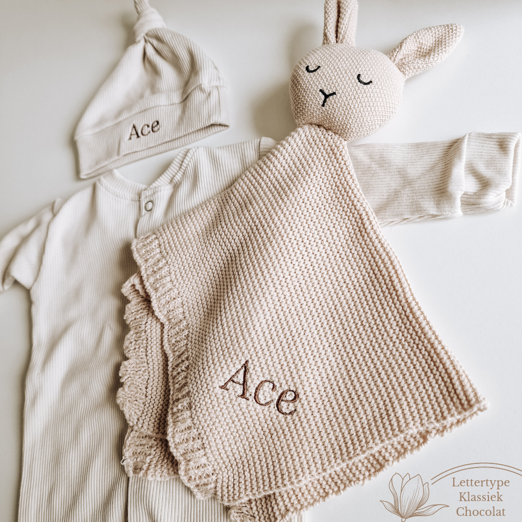 Cuddle cloth rabbit with name | Knitted organic | Beige