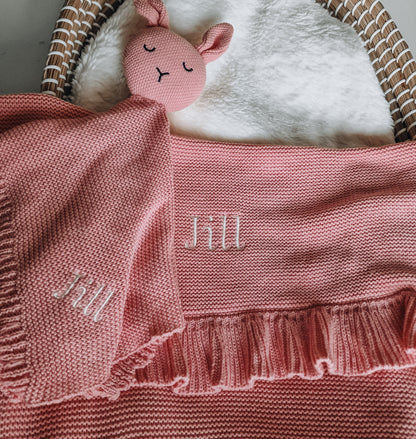 Cuddle cloth rabbit with name | Knitted organic | Old pink
