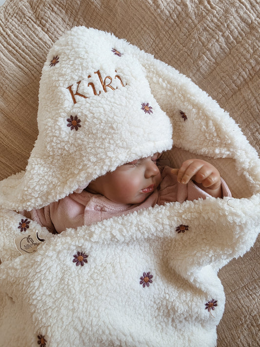 Wikkeldeken / Badcape met naam optioneel |Teddy Flower