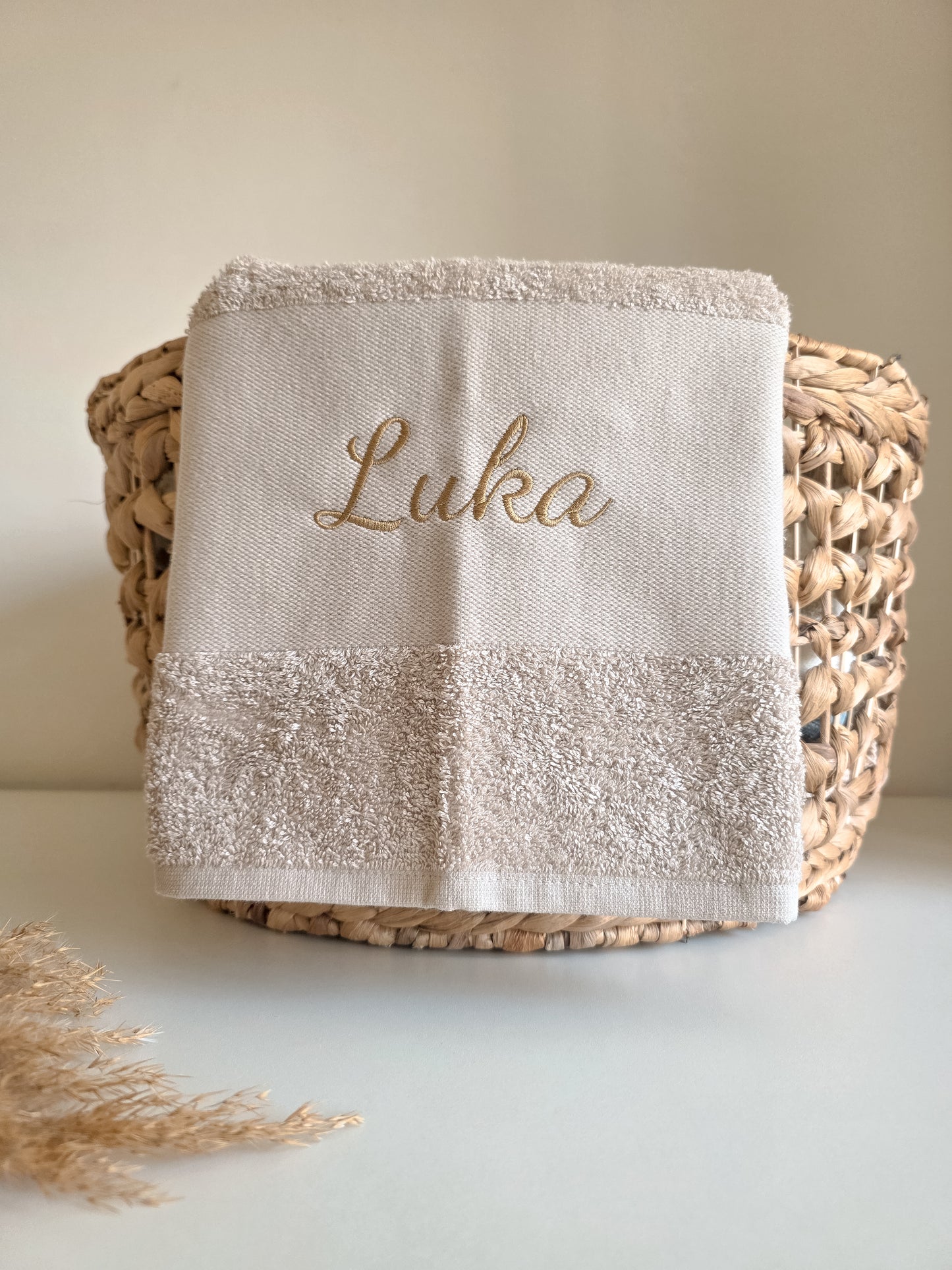 Handdoek met naam Katoen | Beige