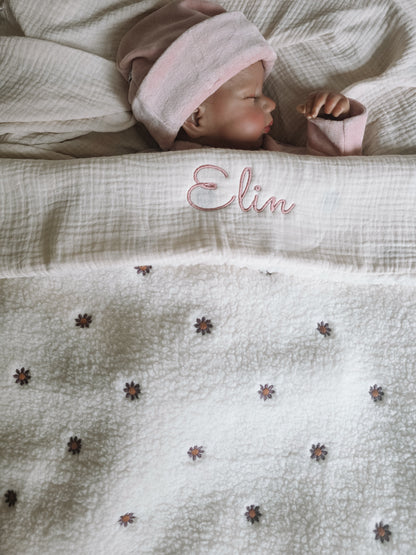 Baby deken | optioneel met naam | Teddy Flower