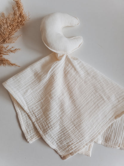 Knuffeldoekje met naam | Maan Ecru | Hydrofiel