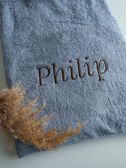 Handdoek bamboe luxe met naam | Blue