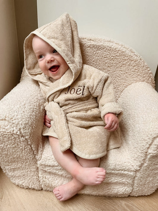 Bathrobe with name | Beige