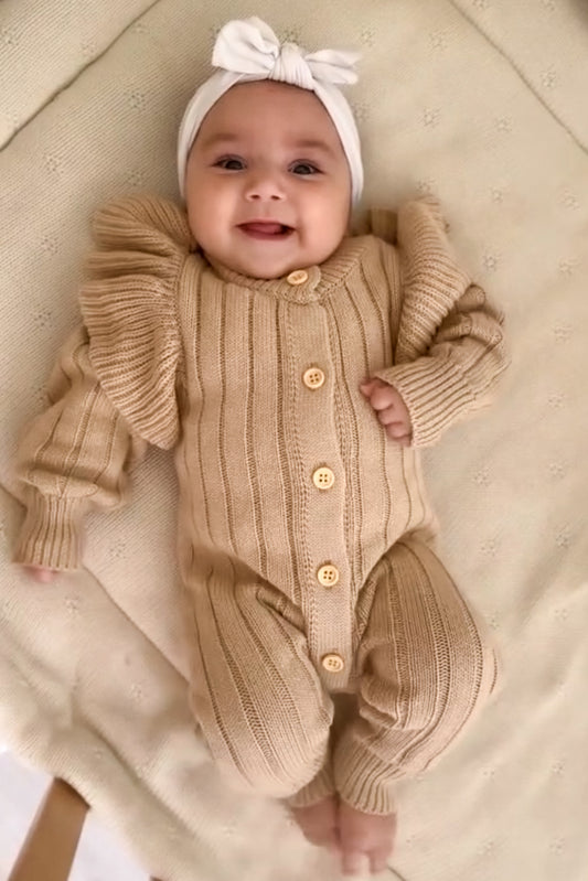 Boxpakje Ruffle met naam| Biologisch Gebreid| Beige