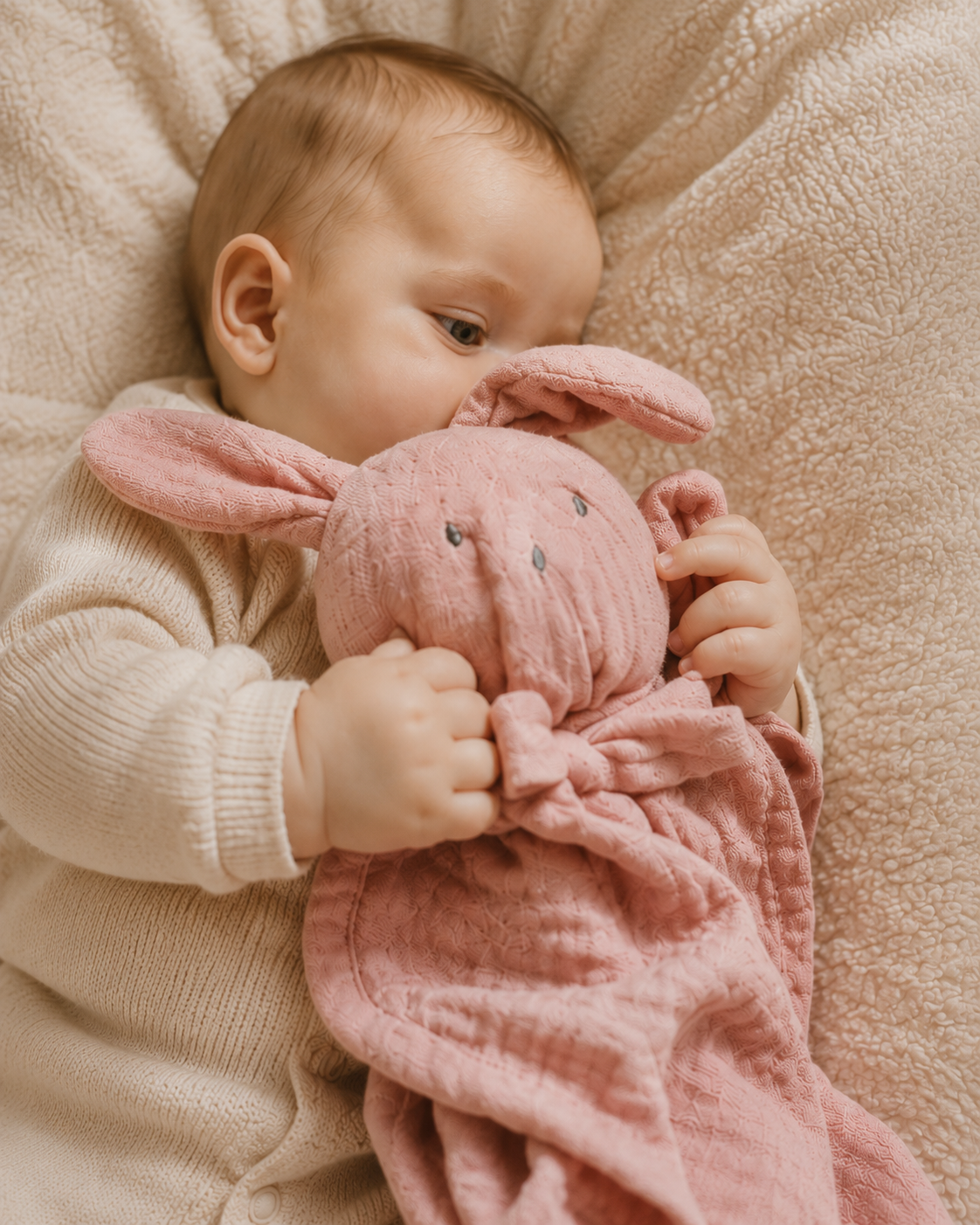 Rabbit cuddle cloth with name | Hydrofiel | Pink
