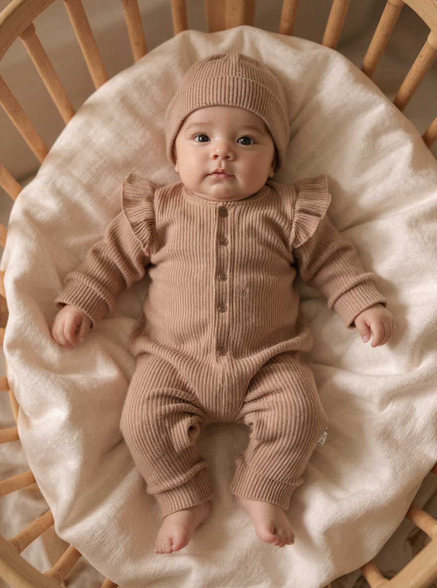 Boxpakje met naam| Biologisch| Ruffle Rib Walnut