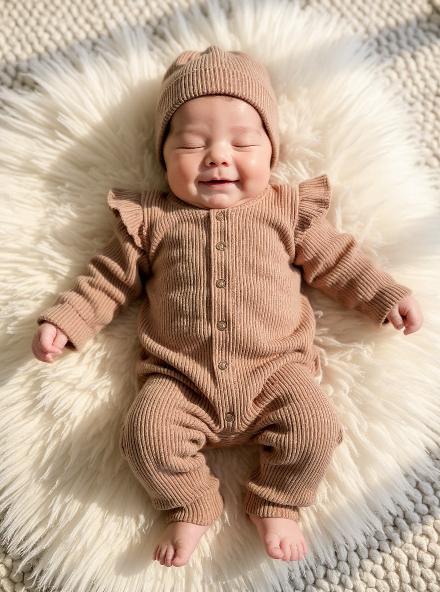 Boxpakje met naam| Biologisch| Ruffle Rib Walnut