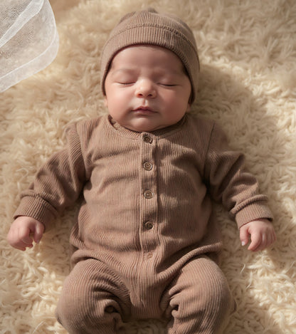 Boxpakje  SAMPLESALE + Muts | Rib Taupe | optioneel met naam