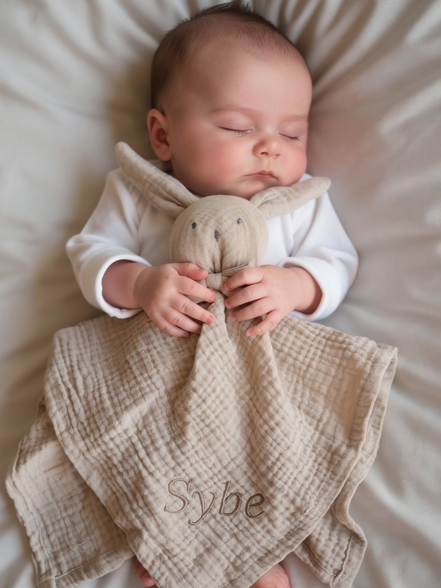 Rabbit cuddle cloth with name | Hydrofiel | Beige