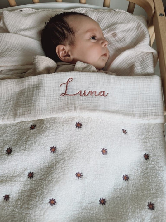 Baby deken | optioneel met naam | Teddy Flower