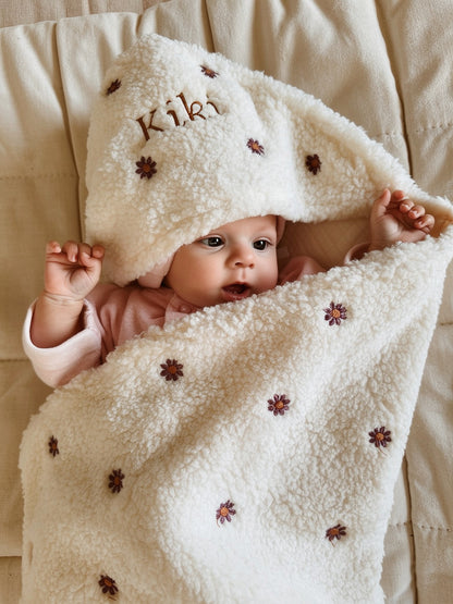 Wikkeldeken / Badcape met naam optioneel |Teddy Flower