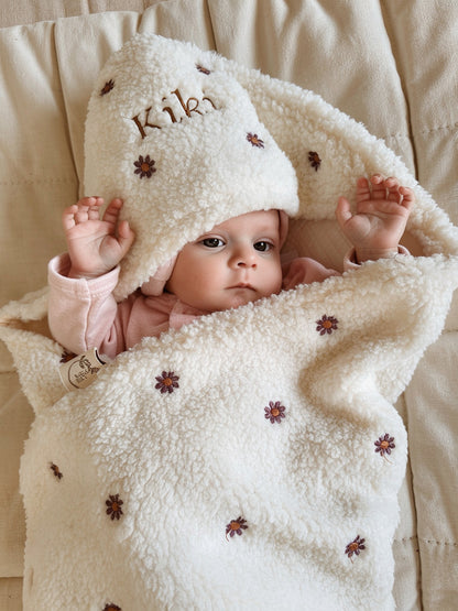 Wikkeldeken / Badcape met naam optioneel |Teddy Flower