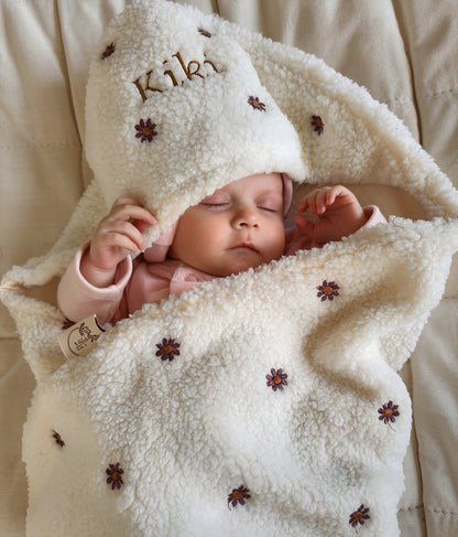 Wikkeldeken / Badcape met naam optioneel |Teddy Flower