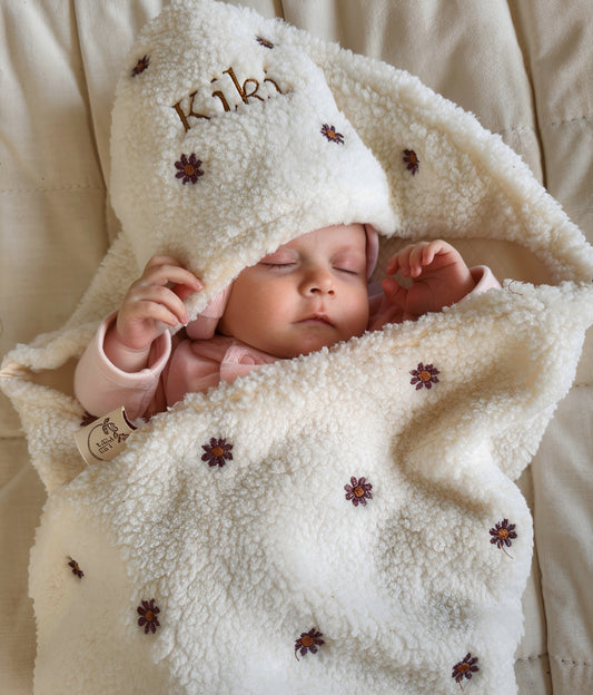 Wikkeldeken / Badcape met naam optioneel |Teddy Flower