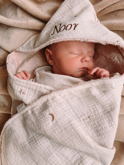 Wikkeldeken / Badcape met naam optioneel | Moon & Stars