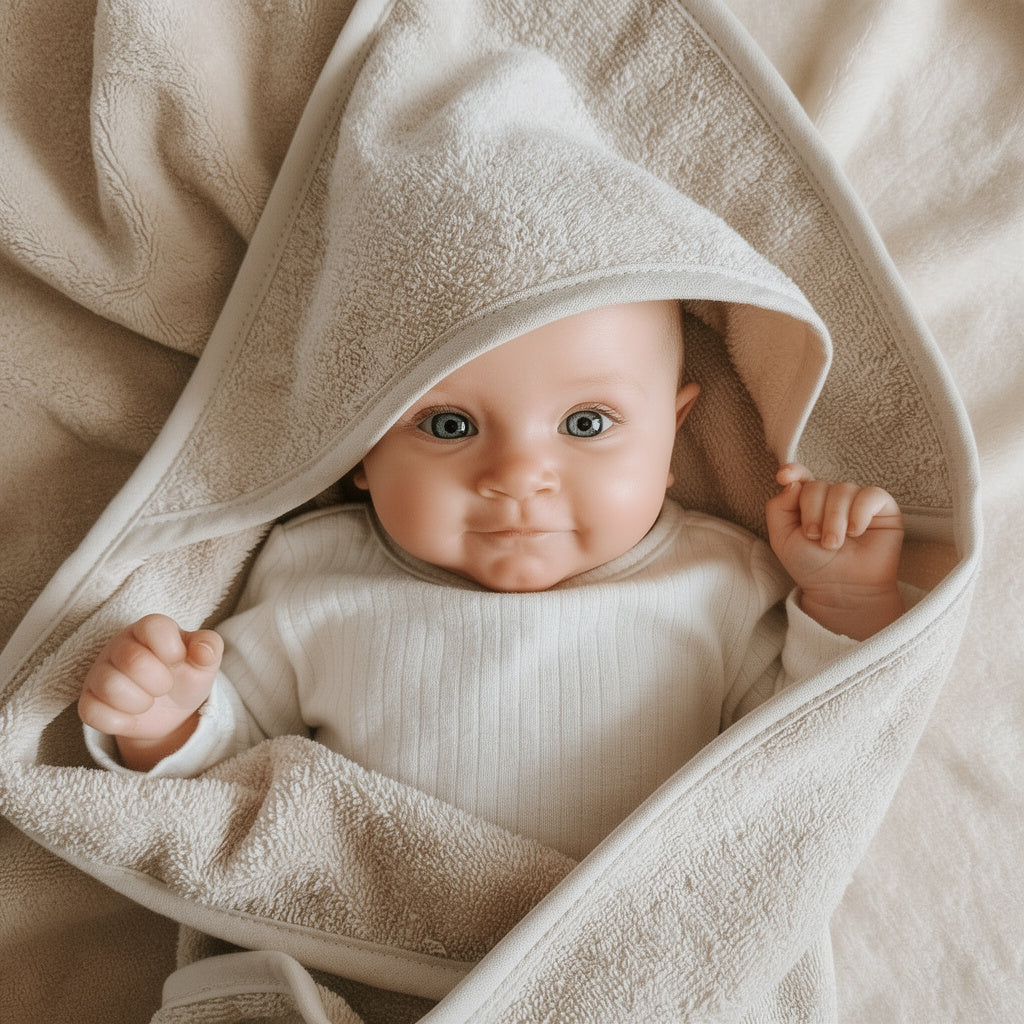 Badcape met naam | Beige