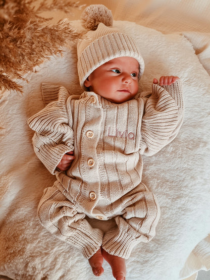 Boxpakje Ruffle met naam| Biologisch Gebreid| Beige