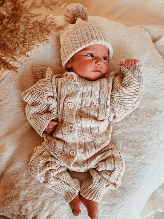 Boxpakje Ruffle met naam| Biologisch Gebreid| Beige