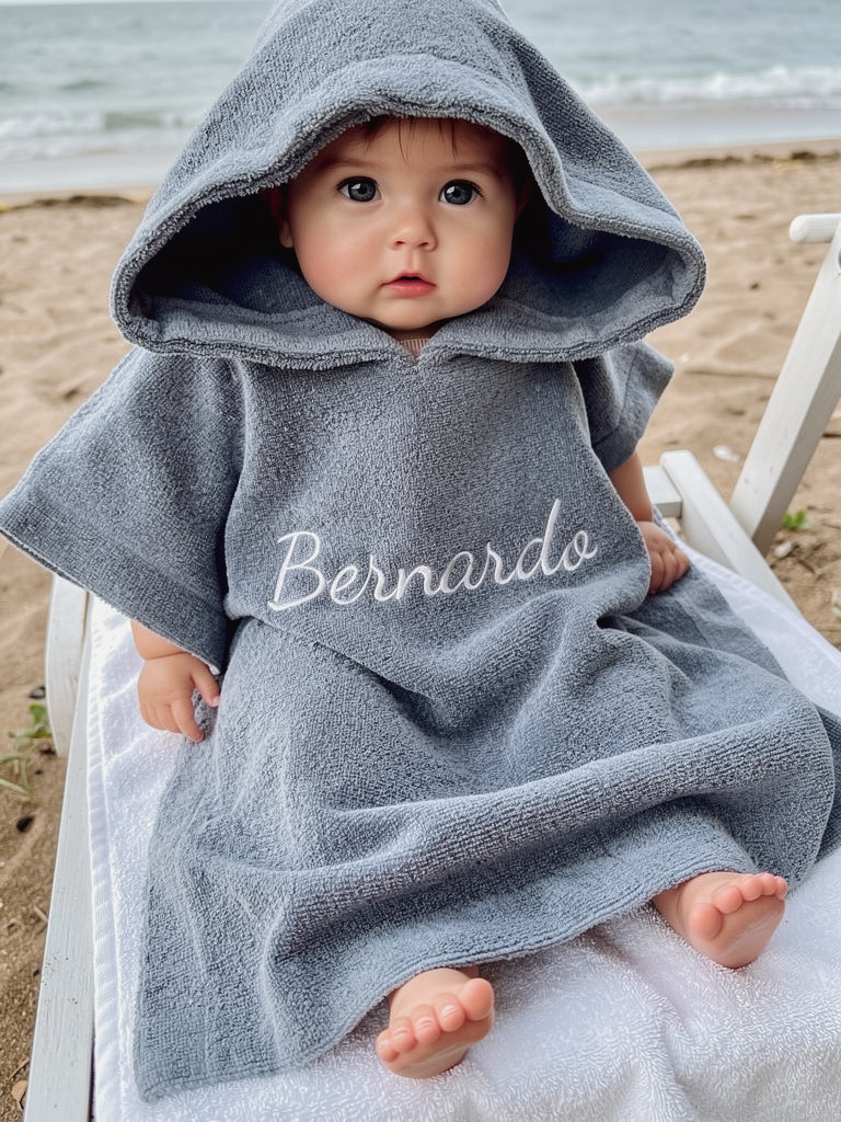 Badponcho met naam | Silky Blue