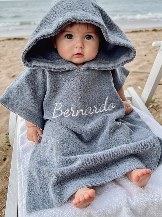 Badponcho met naam | Silky Blue