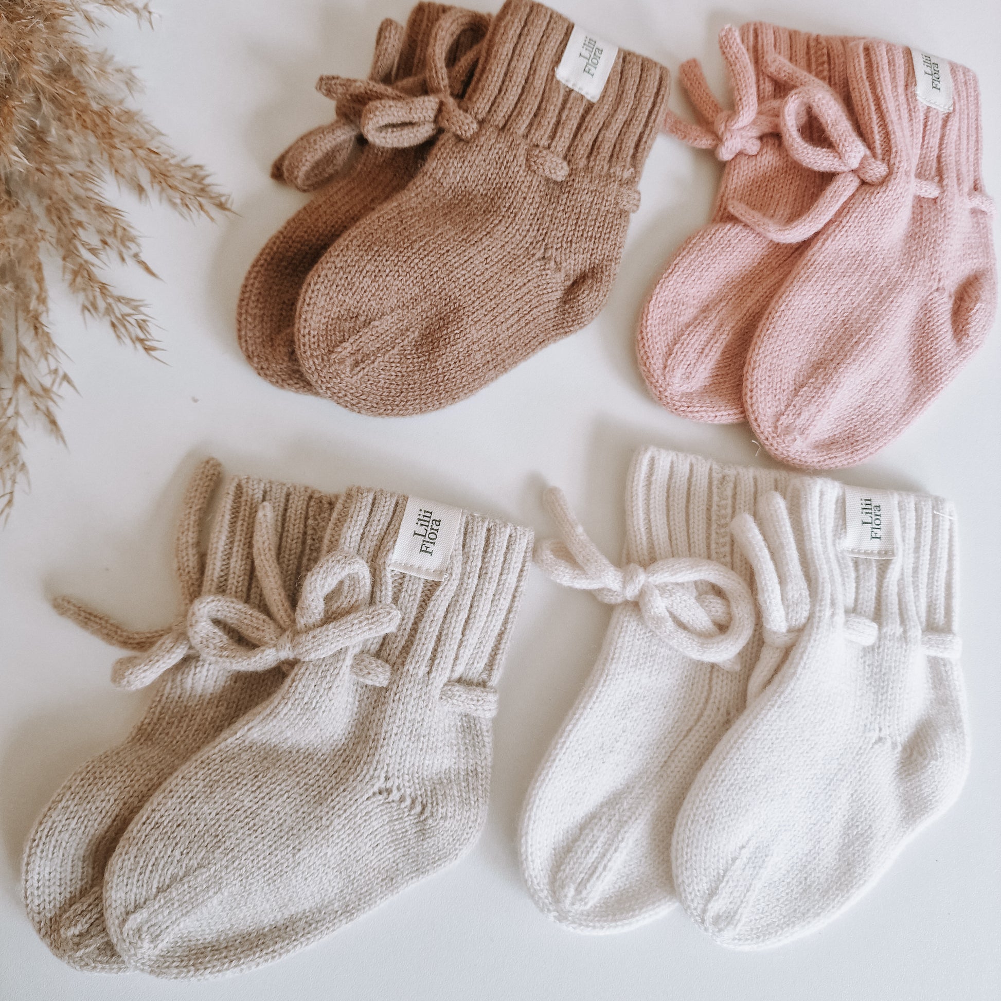 Merino wollen slofjes Old pink – Lilii Flora