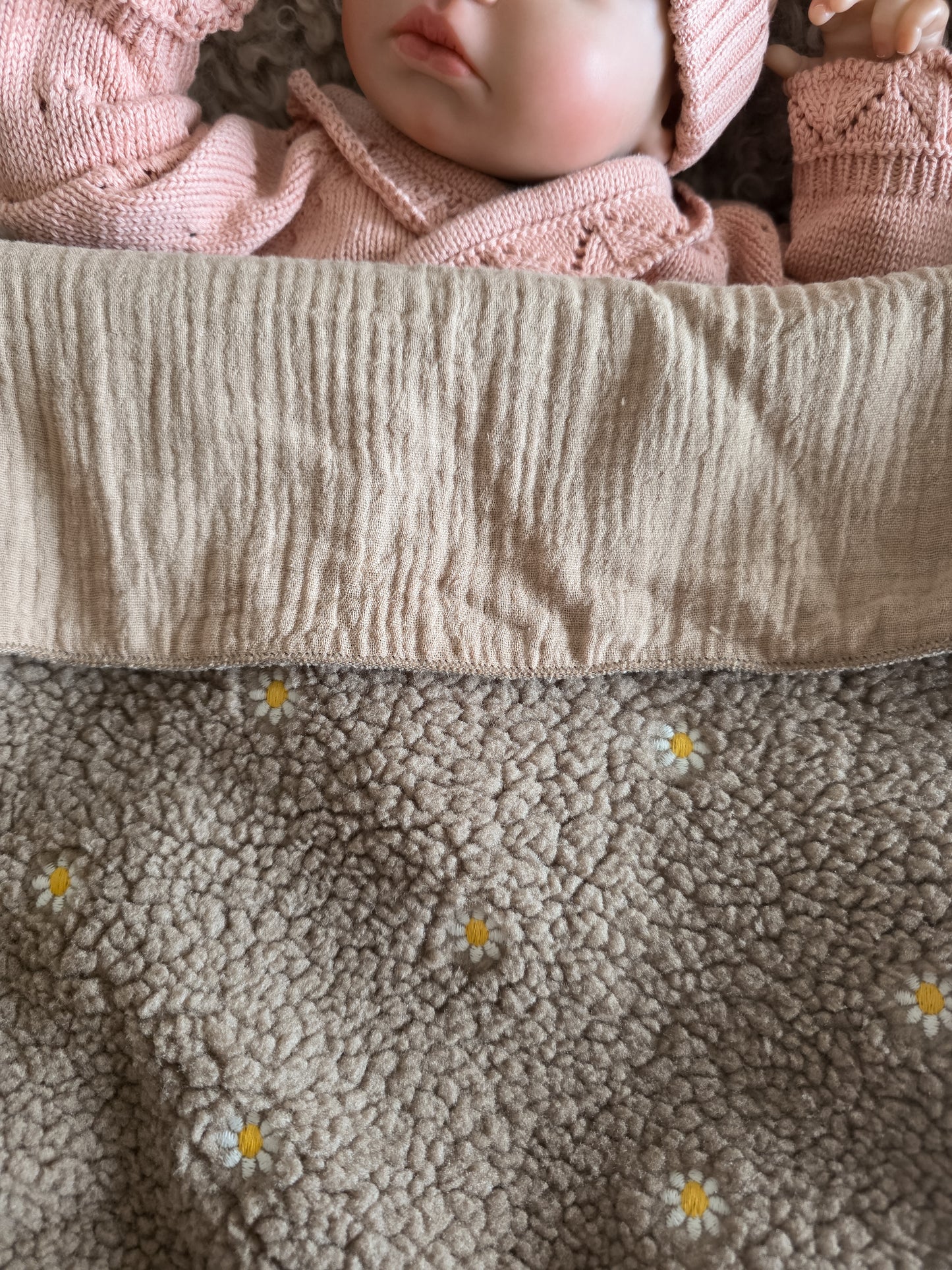 Baby deken | optioneel met naam | Teddy Flower Brown