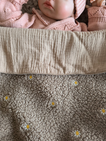 Baby deken | optioneel met naam | Teddy Flower Brown
