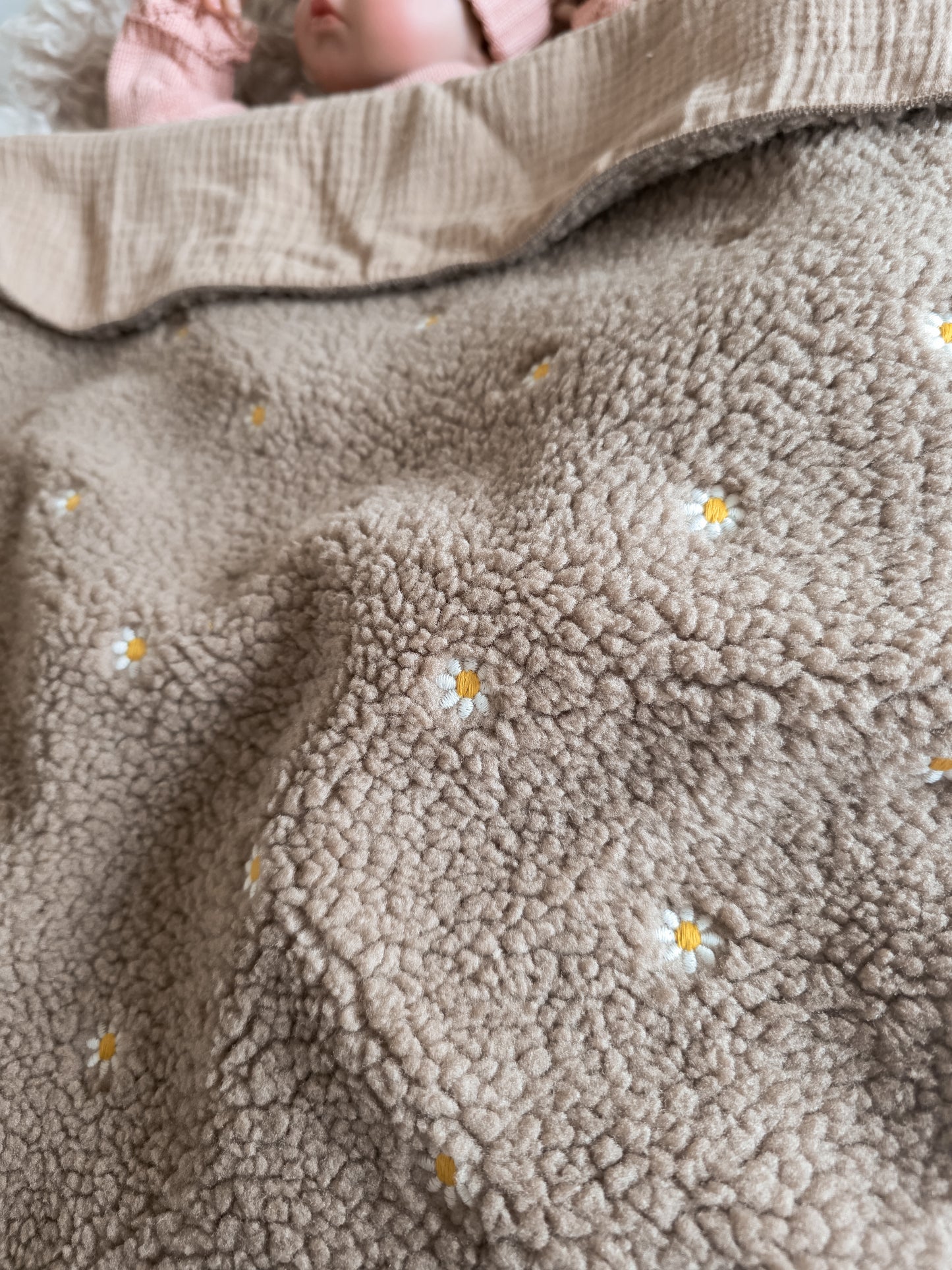 Baby deken | optioneel met naam | Teddy Flower Brown