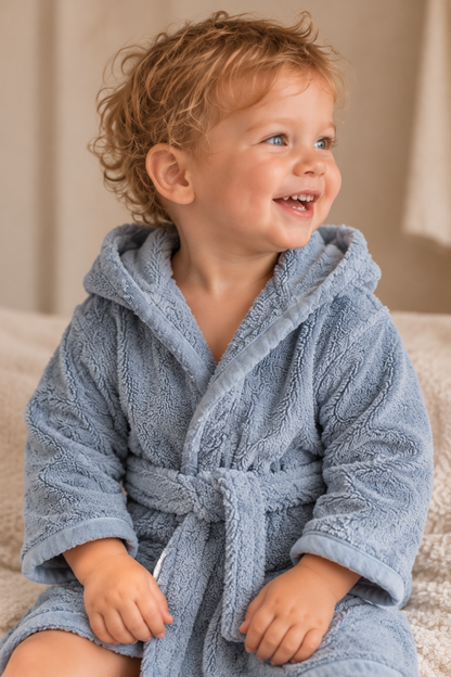 Badjas met naam optioneel | Kind | Silky blue