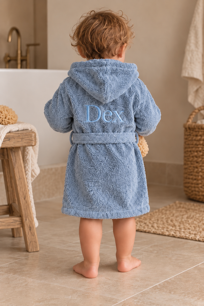 Badjas met naam optioneel | Kind | Silky blue