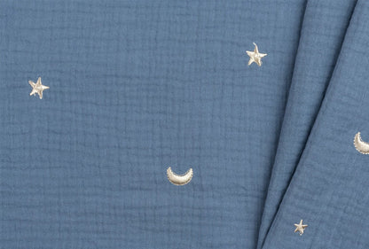 Hydrofiele doek met naam optioneel | Moon and Stars | Blue