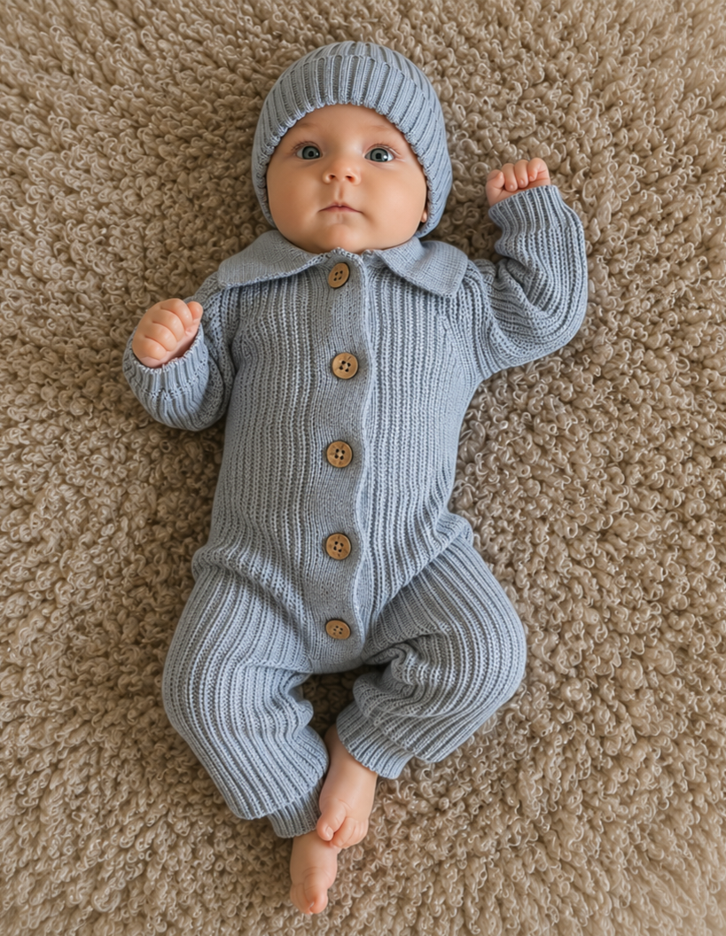 Babymuts met naam optioneel | Polo | Denim blue