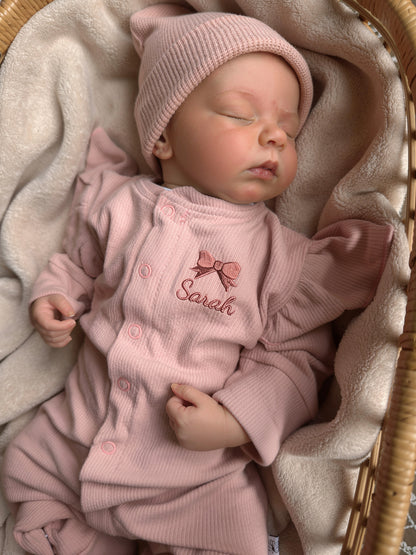 Boxpakje Ruffle met naam optioneel | Biologisch | Rib | Pink