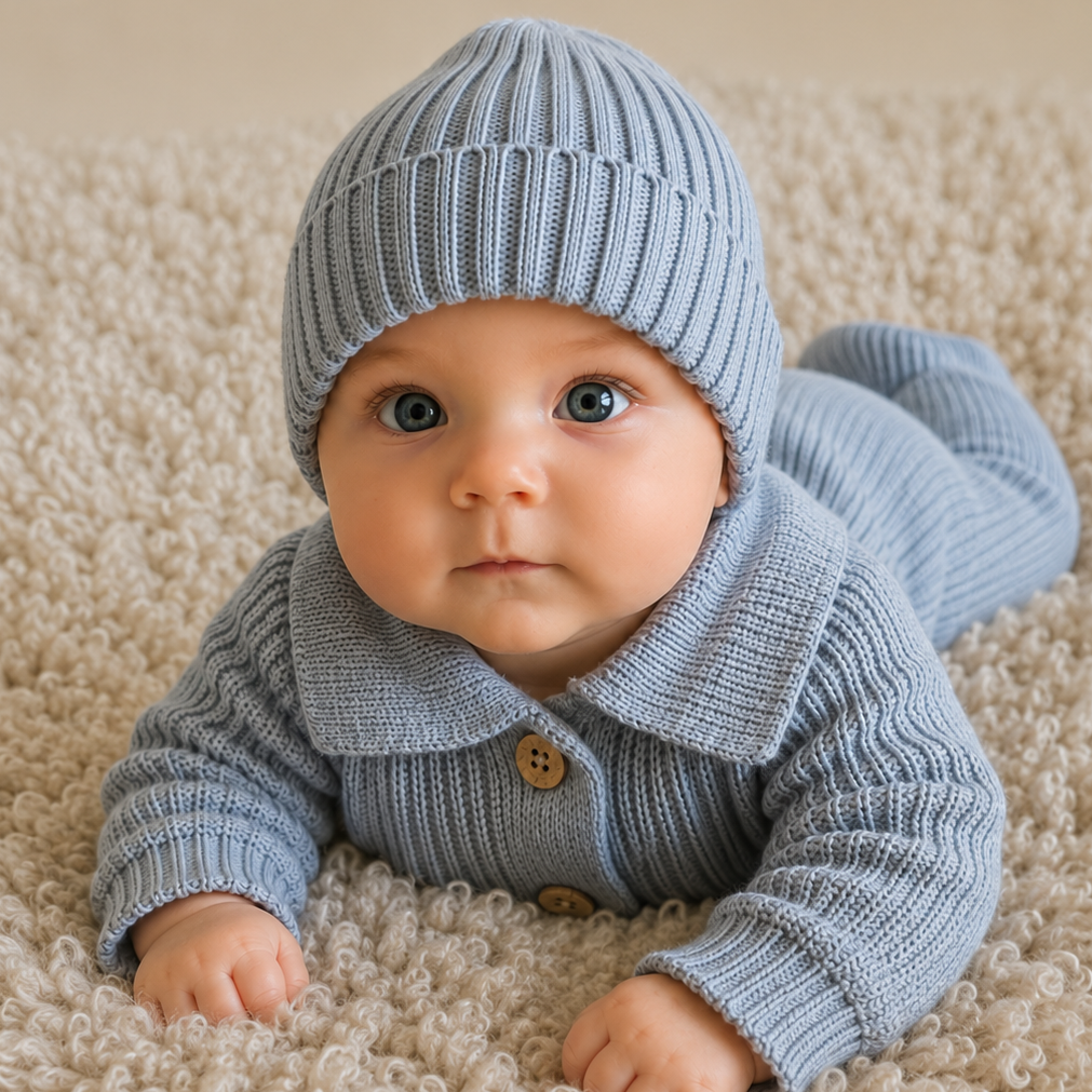 Babymuts met naam optioneel | Polo | Denim blue