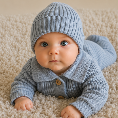 Babymuts met naam optioneel | Polo | Denim blue